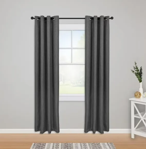 NEW HomeTrends 28-48" (71 - 122 cm) Adler Indoor/Outdoor Rust-Resistant Wrap Around Curtain Rod, 5/8" (1.6 cm) Diameter, Black, 5/8 in. Diameter, Black
