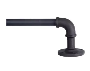 NEW HomeTrends 28-48" (71 - 122 cm) Adler Indoor/Outdoor Rust-Resistant Wrap Around Curtain Rod, 5/8" (1.6 cm) Diameter, Black, 5/8 in. Diameter, Black