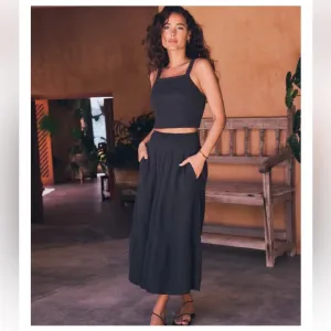 NEW • Marine Layer • Women’s Corinne Double Cloth Maxi Skirt Faded Black  XL