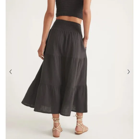 NEW • Marine Layer • Women’s Corinne Double Cloth Maxi Skirt Faded Black  XL