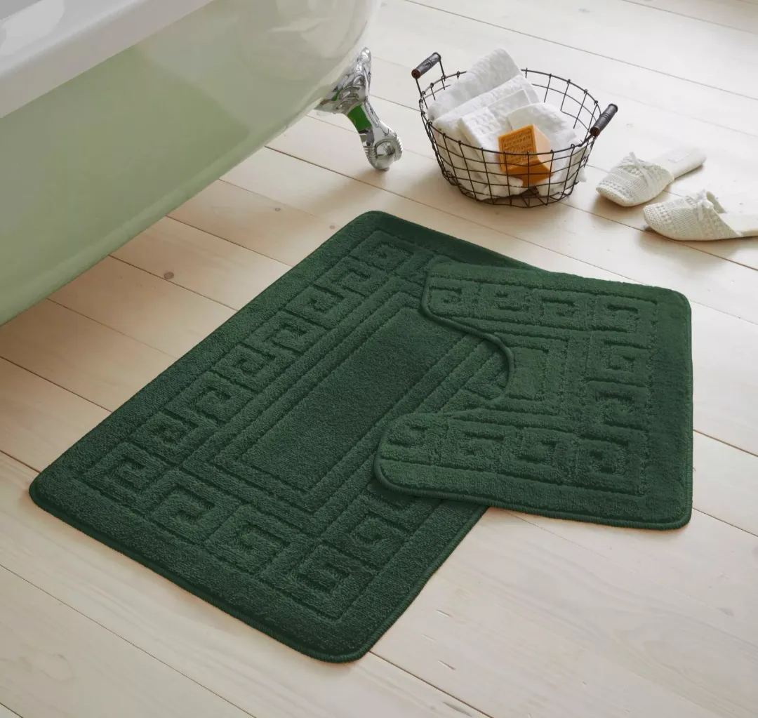 Non Slip 2 Pc Bath Mat & Pedestal Set