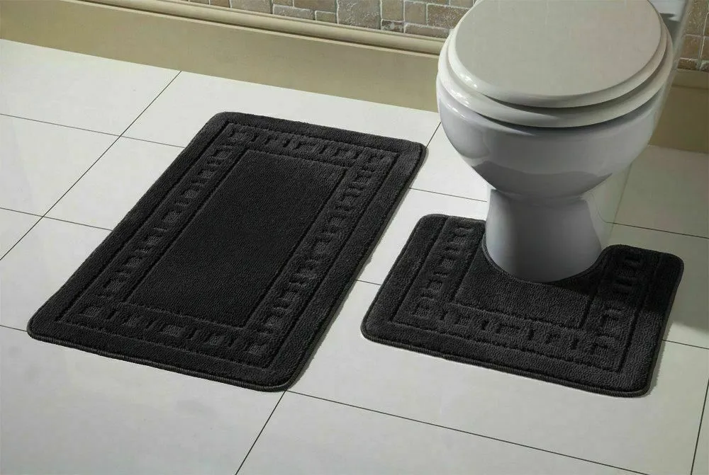 Non Slip 2 Pc Bath Mat & Pedestal Set