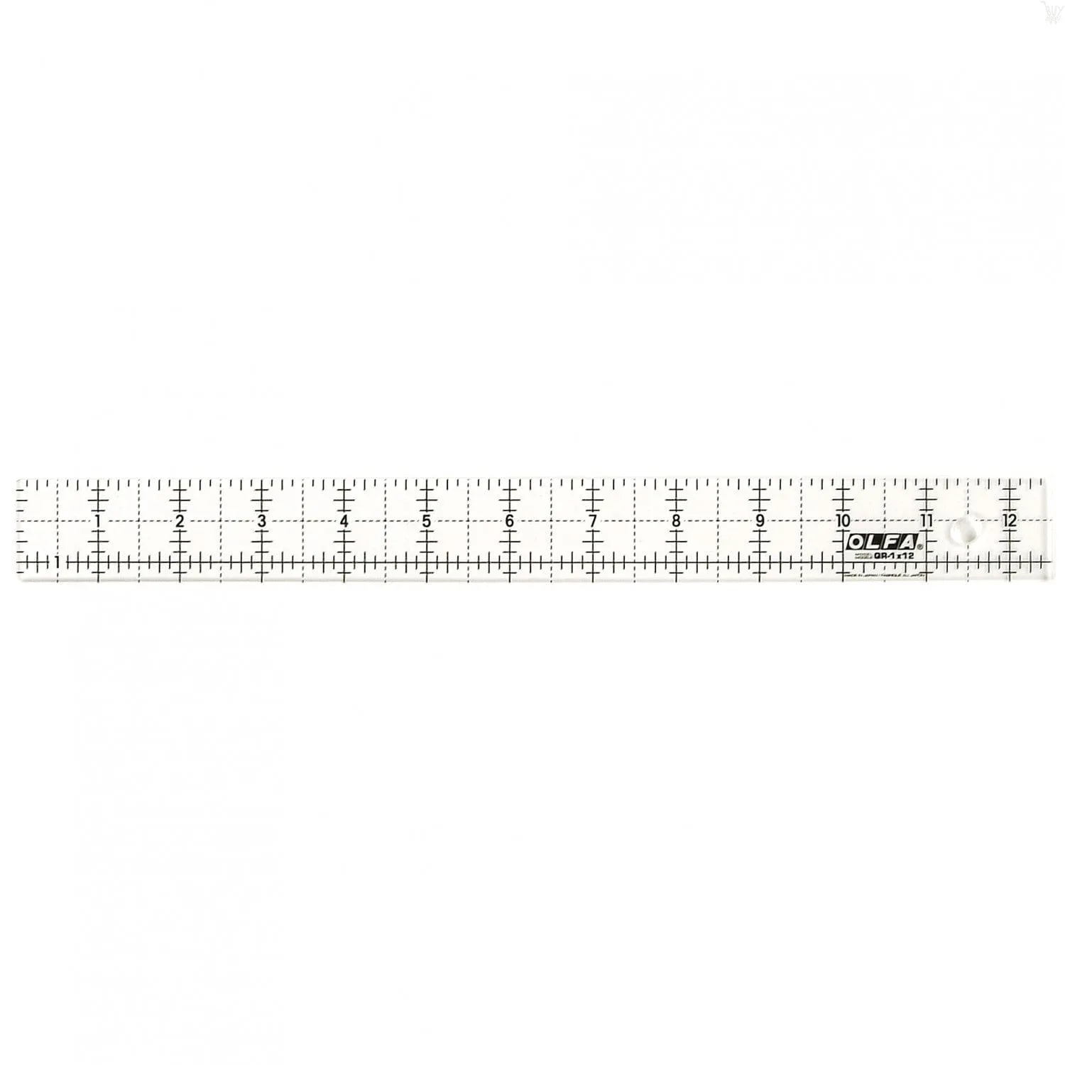 OLFA X-Design QR 1" x 12" Non-Slip Frosted Acrylic Ruler