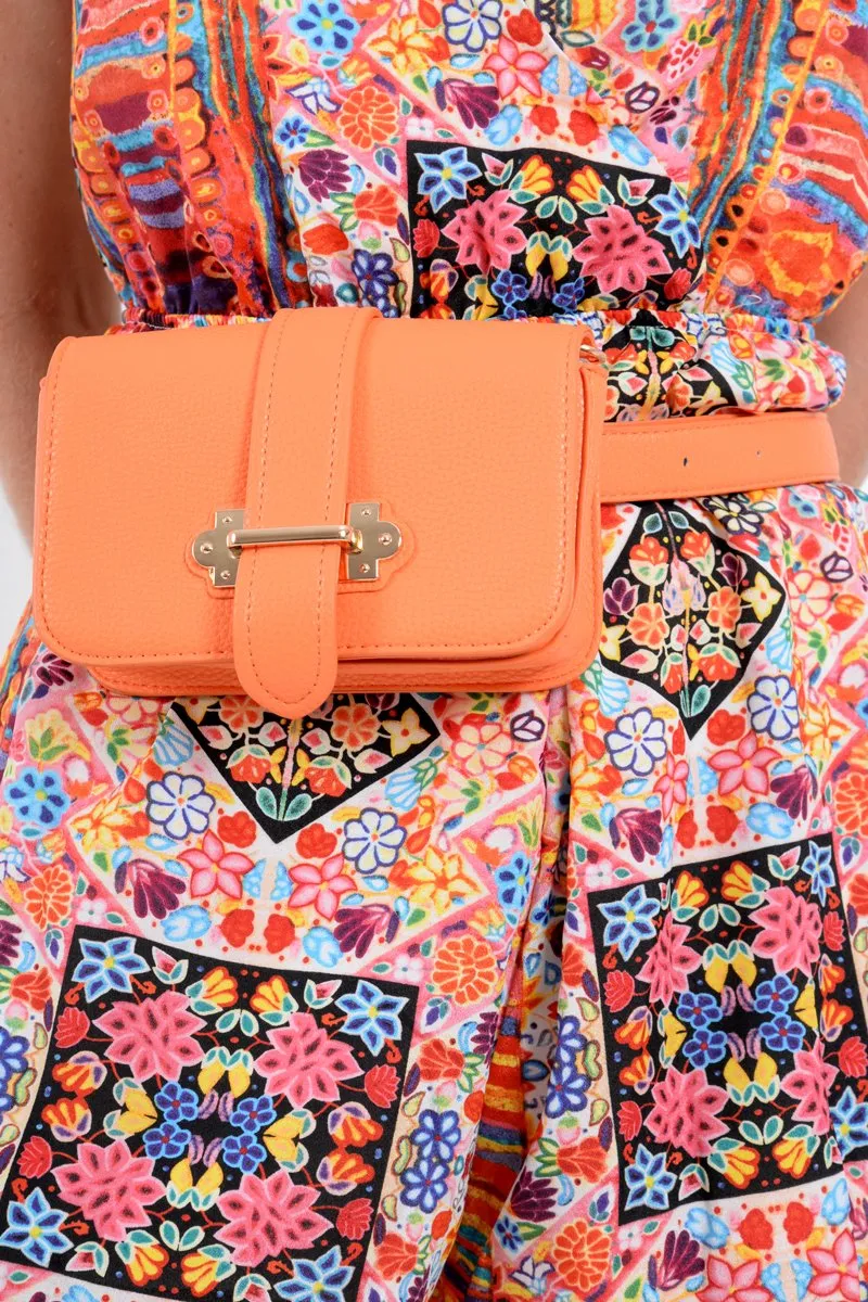 Orange Gold Buckle Bum Bag - Braley