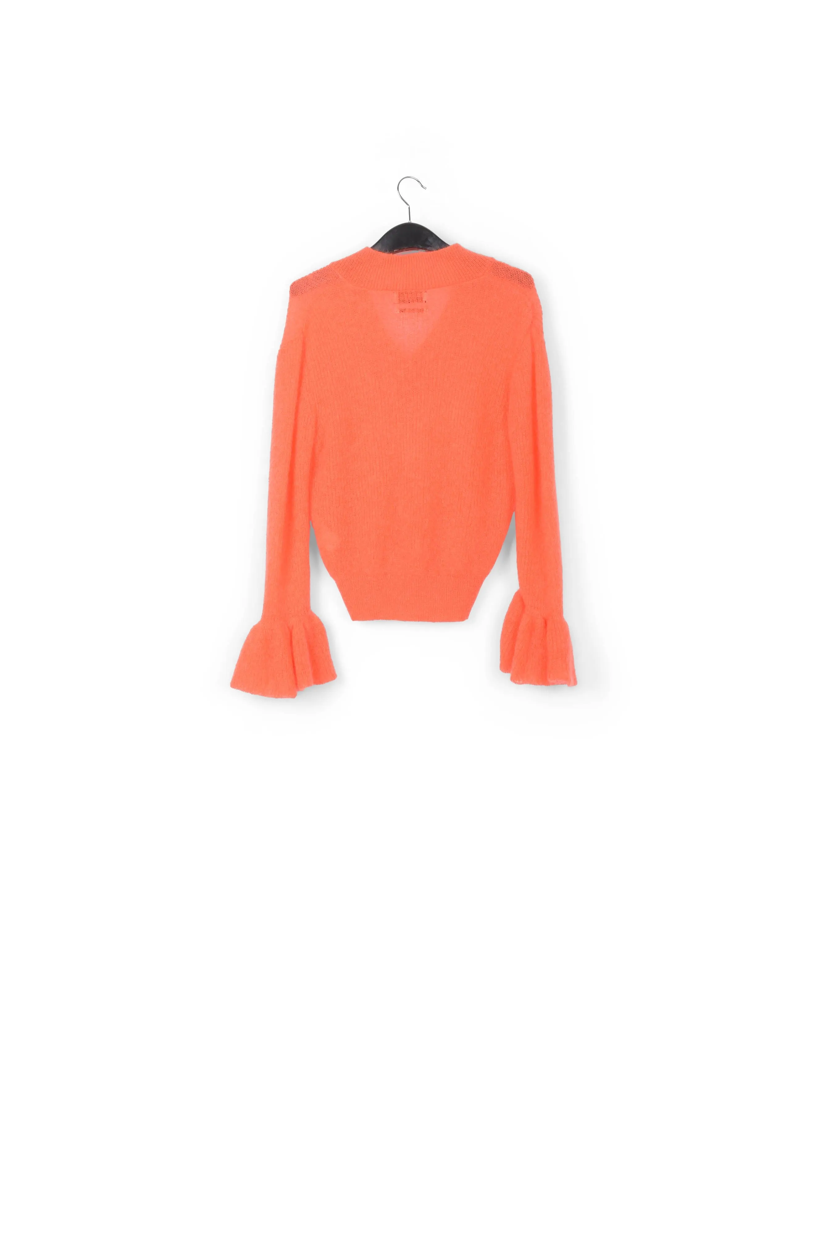 Orange V-neck mohair-blend sweater