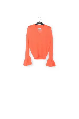 Orange V-neck mohair-blend sweater