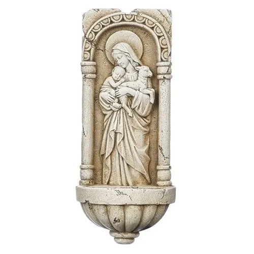 Our Lady of Innocence Cement Finish Holy Water Font (10 1/4")