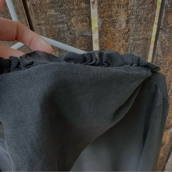 Ours Wm’s Ruffle Hooded Button Down Duster Jacket In Black Sz XL