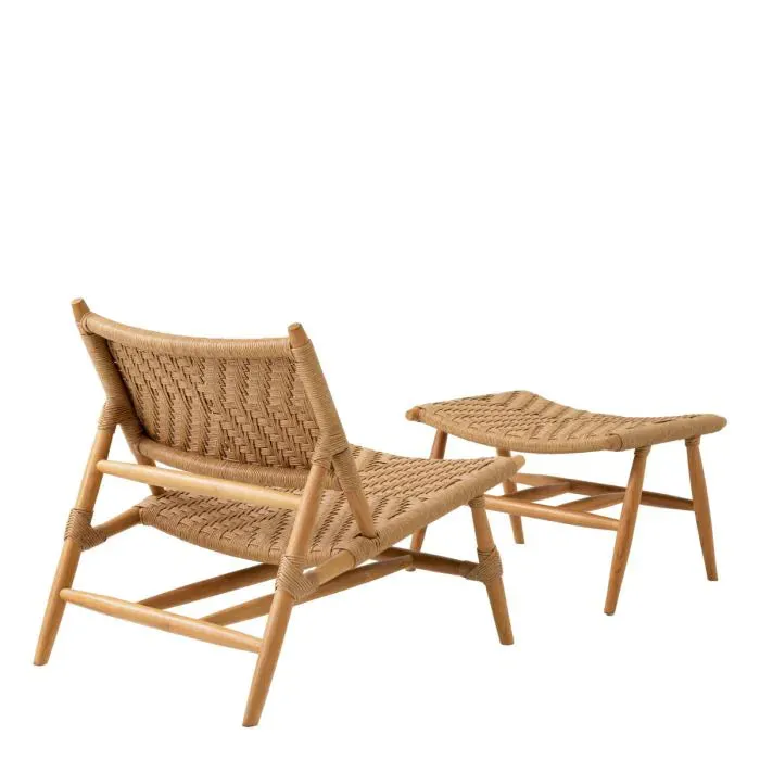 Outdoor Chair And Foot Stool Laroc - Natural Teak