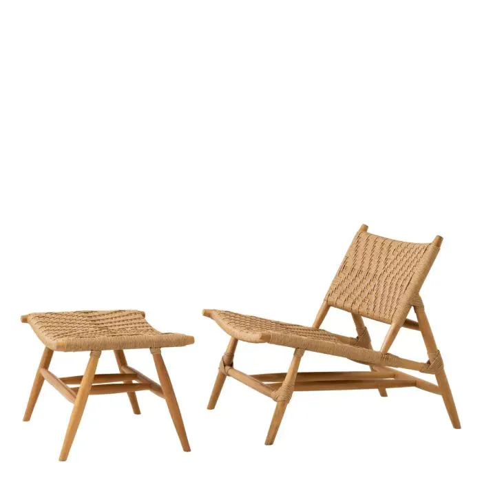 Outdoor Chair And Foot Stool Laroc - Natural Teak