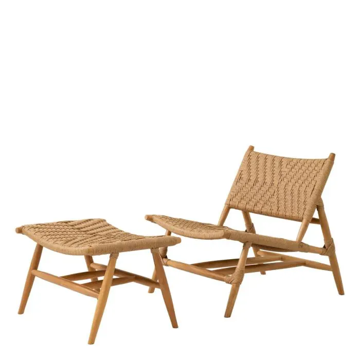 Outdoor Chair And Foot Stool Laroc - Natural Teak