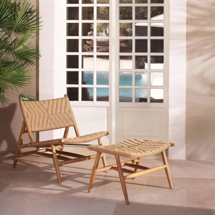 Outdoor Chair And Foot Stool Laroc - Natural Teak