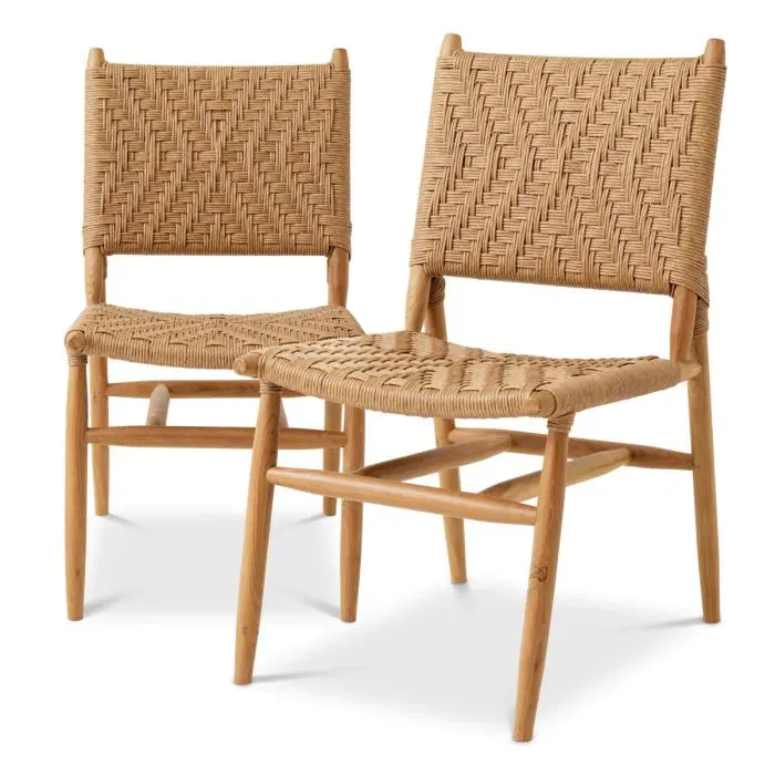 Outdoor Dining Chair Laroc Set Of 2 - Natural Teak