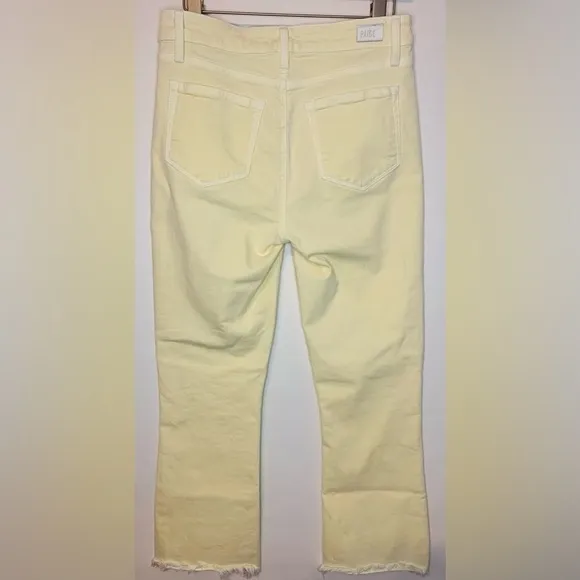 Paige Denim Co. Colette Crop Flare Jeans in Pastel Yellow SZ 28!