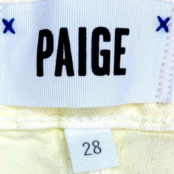 Paige Denim Co. Colette Crop Flare Jeans in Pastel Yellow SZ 28!