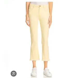 Paige Denim Co. Colette Crop Flare Jeans in Pastel Yellow SZ 28!