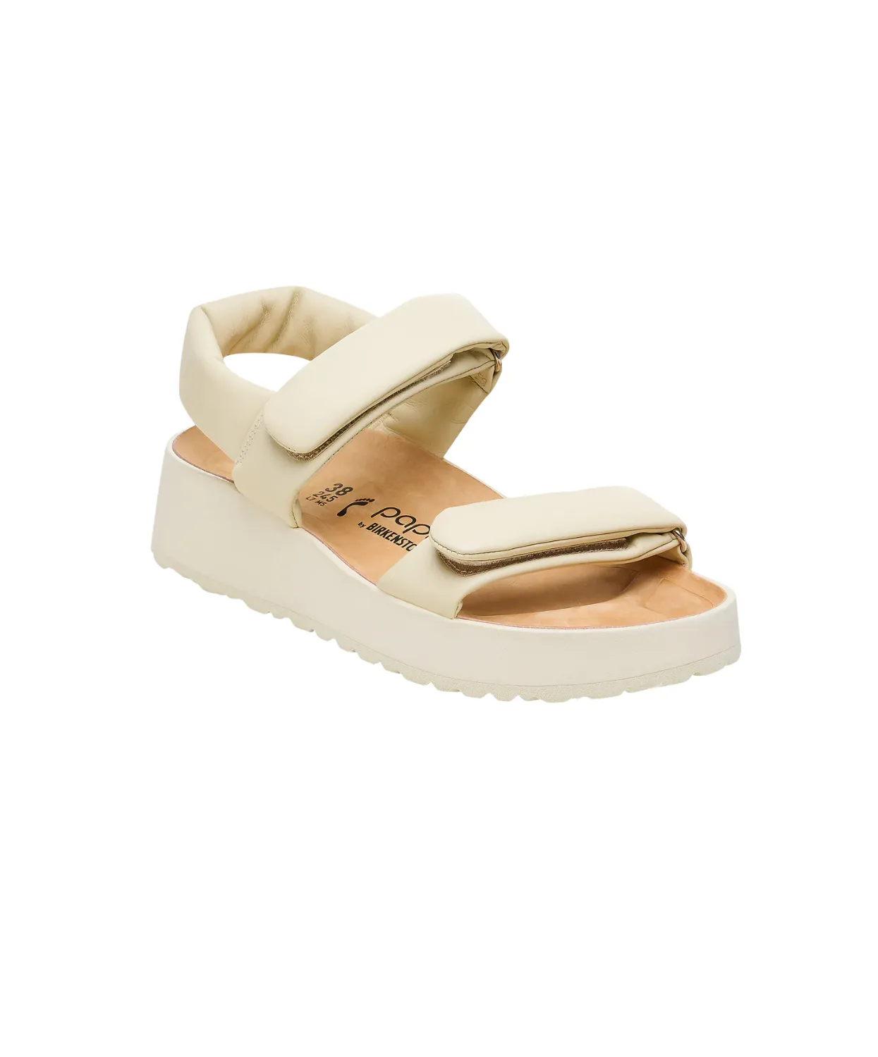 Papillio Theda Exquisite Smooth Leather Ecru Platform Wedge Sandals