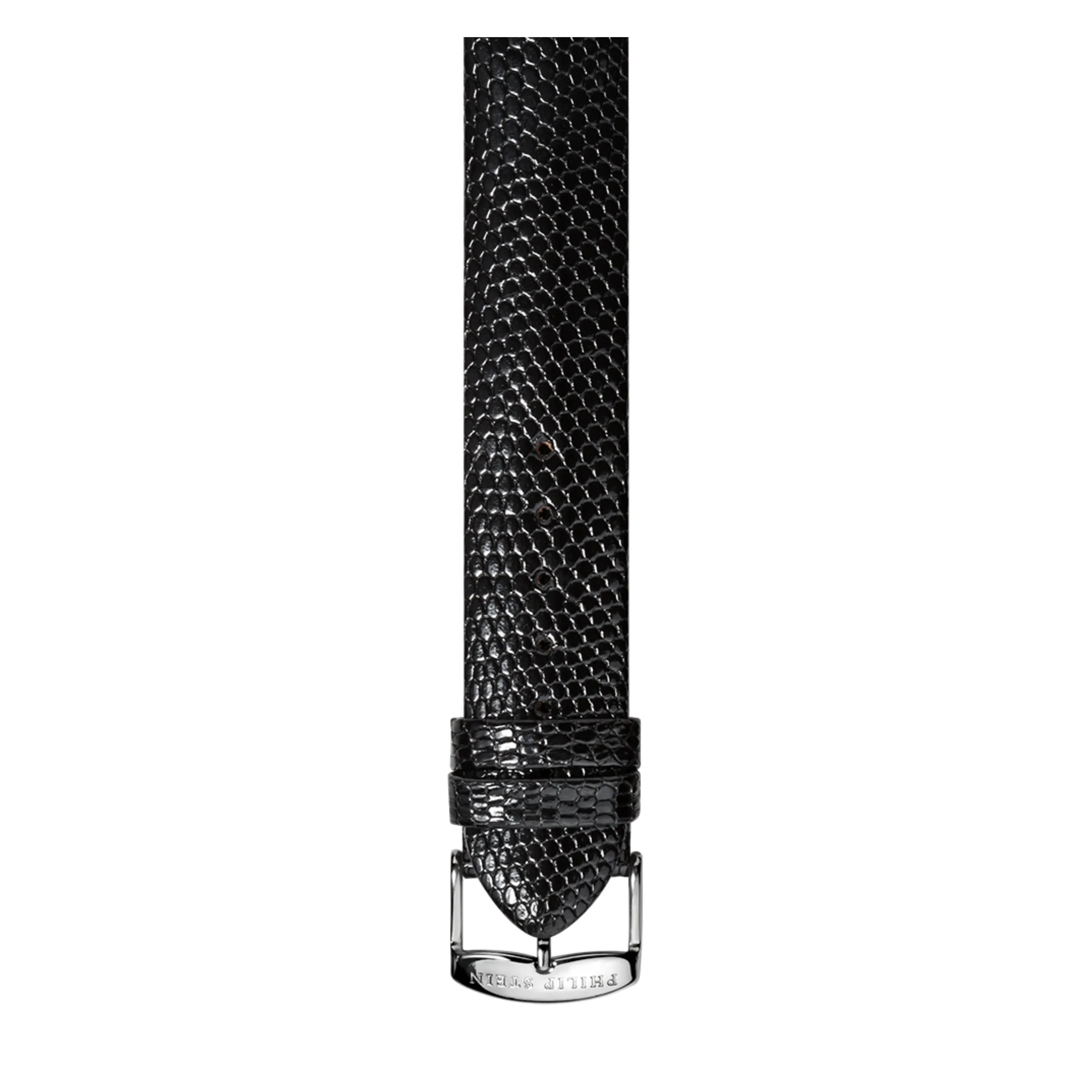 PHILIP STEIN Signature Black Lizard-print Strap Size 2