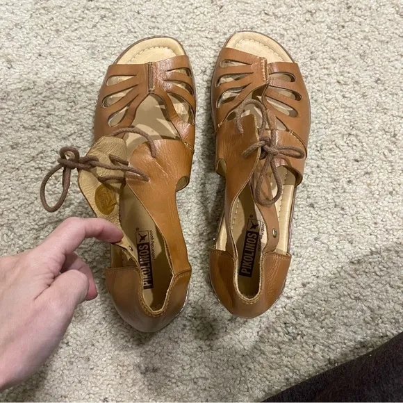 PIKOLINOS Marazul Sandals Women's Size 42 US 10 Brown Leather Lace Up