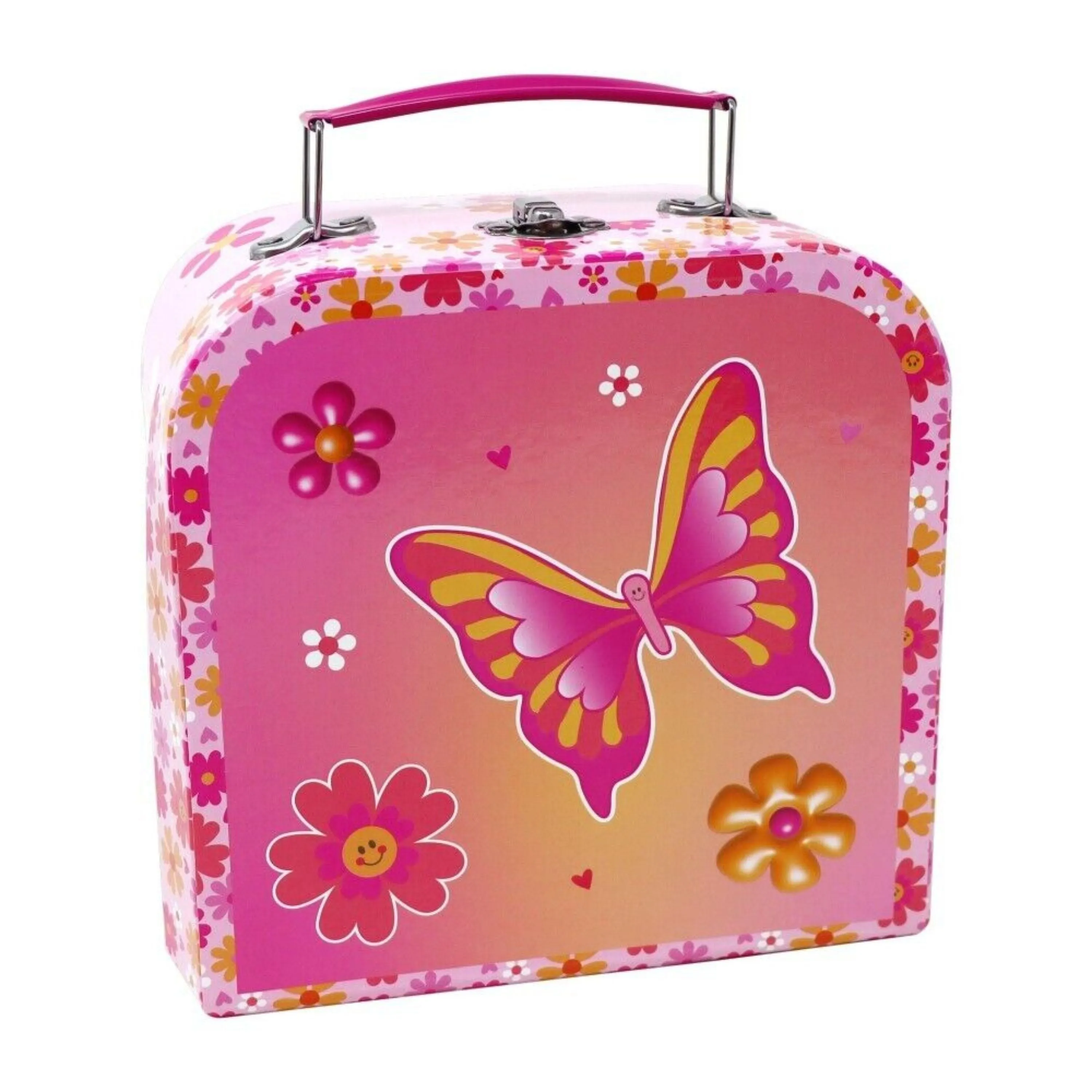 Pink Poppy Vibrant Vacation 6 Piece Tin Tea Set in Carry Case
