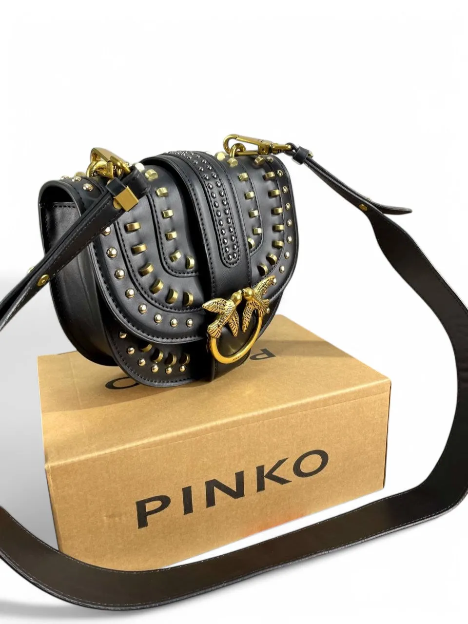 Pinko Love Bag Saddle Studded Edition – Black (20*18)