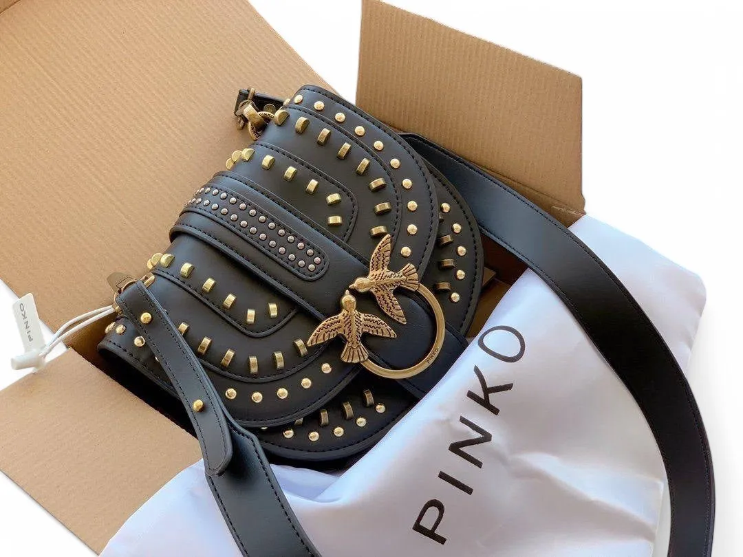 Pinko Love Bag Saddle Studded Edition – Black (20*18)