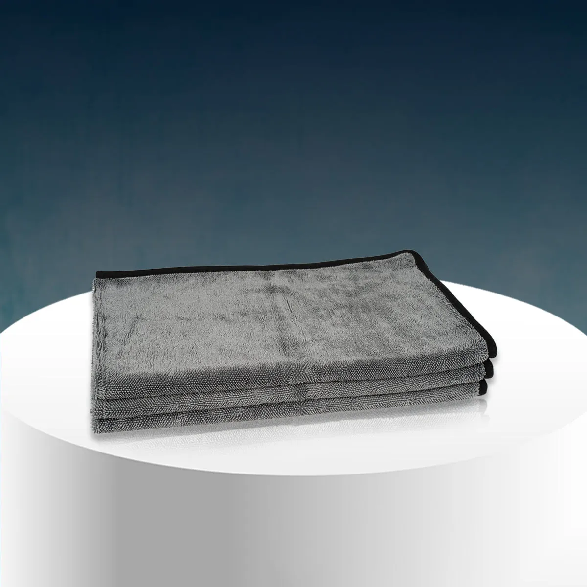 Poshlyf Twisted Loop Grey Black 600GSM Desert Storm Drier Microfiber 80cm x 50cm