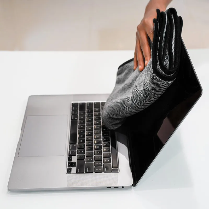 Poshlyf Twisted Loop Grey Black 600GSM Desert Storm Drier Microfiber 80cm x 50cm