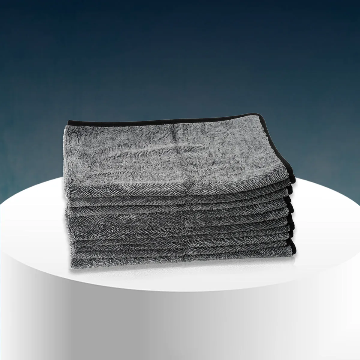 Poshlyf Twisted Loop Grey Black 600GSM Desert Storm Drier Microfiber 80cm x 50cm