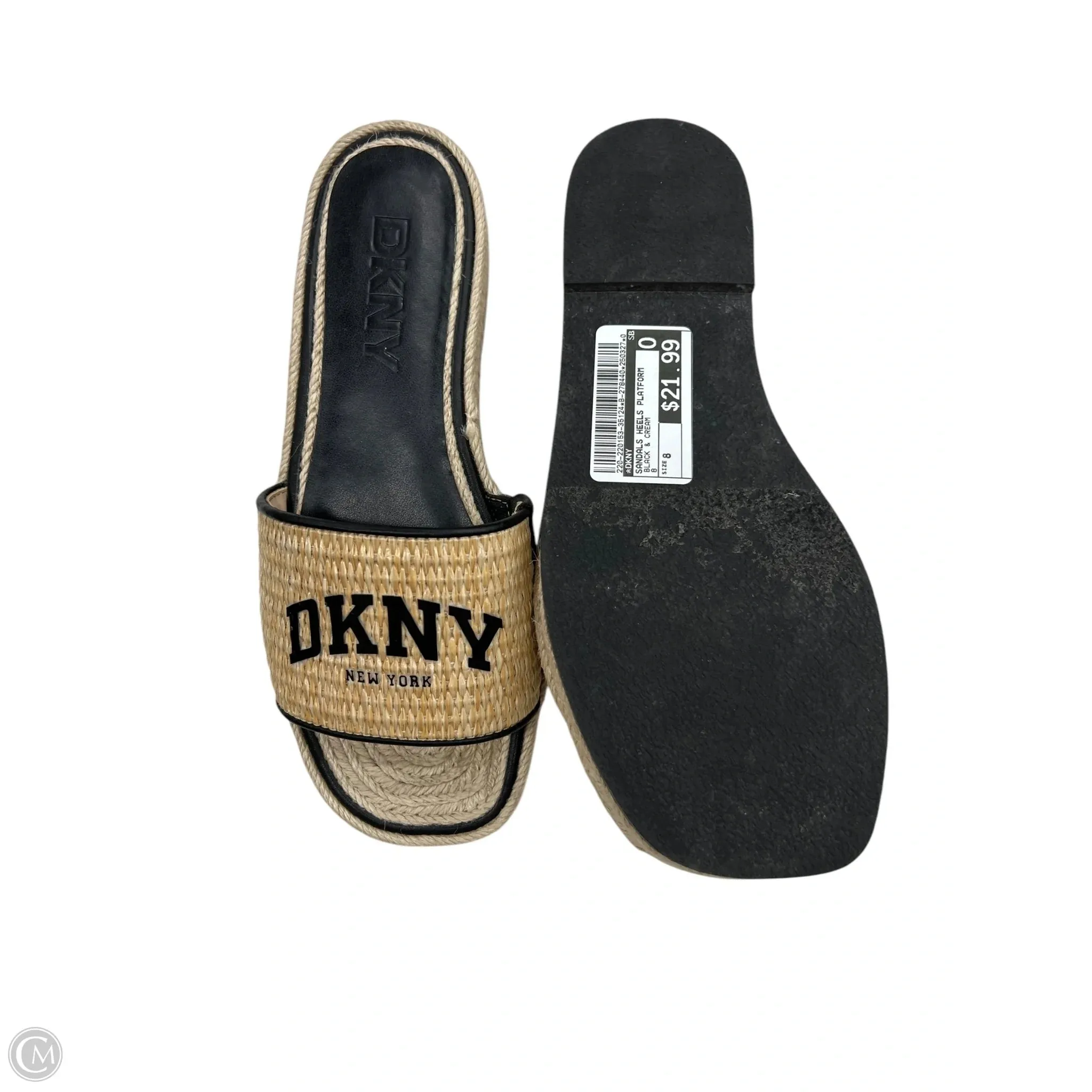 Sandals Heels Platform By Dkny In Black & Cream, Size: 8