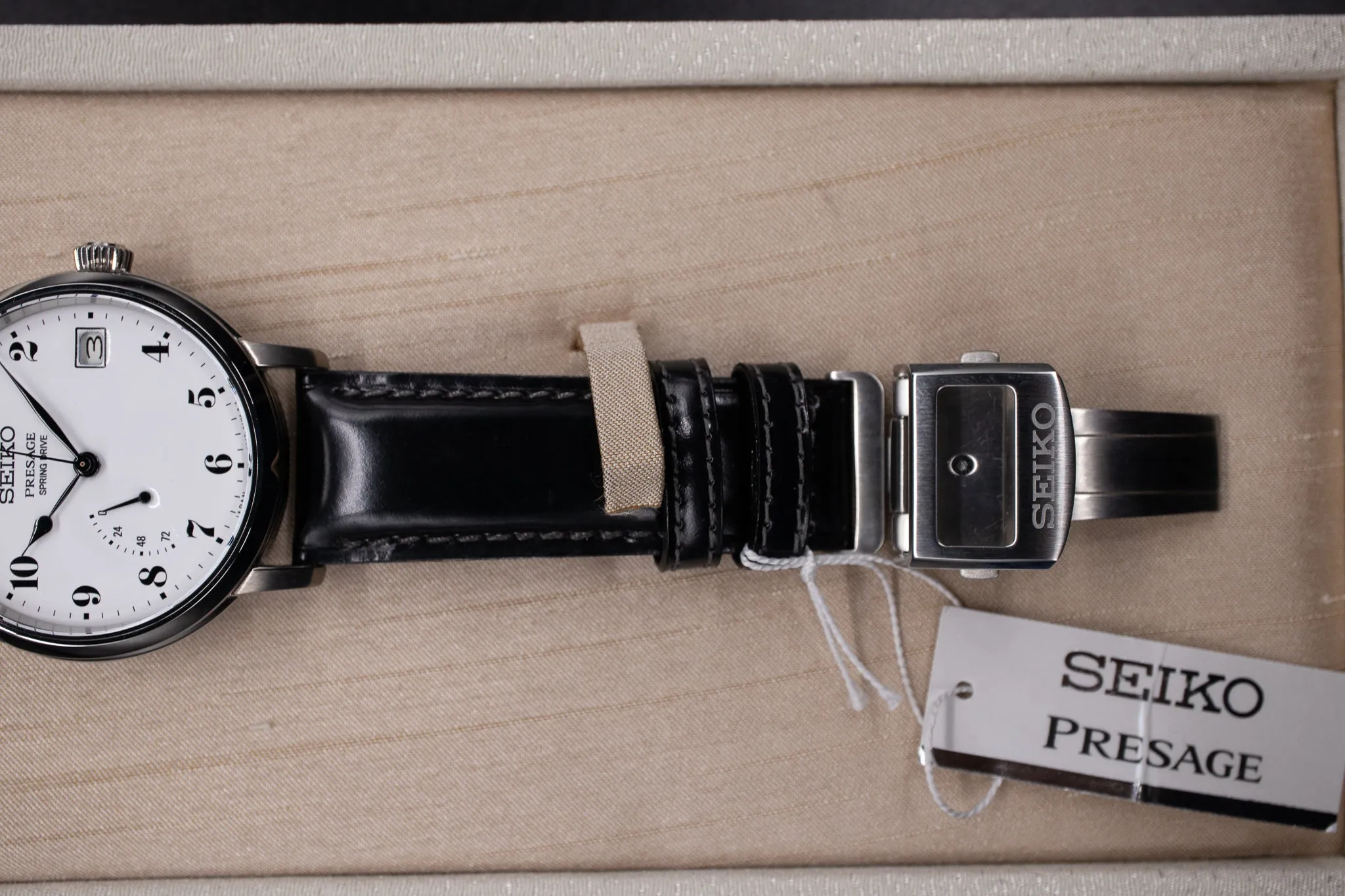 Seiko Spring Drive Presage White Enamel Dial SNR037