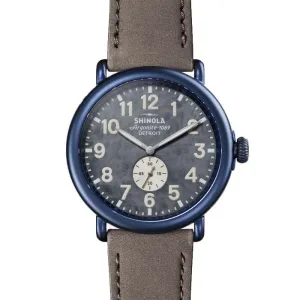 Shinola Runwell 47MM, Blue Dial and Case, Brown Strap