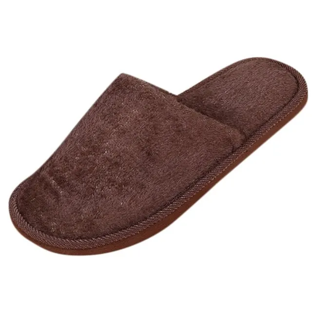 Slippers Men Winter Fleece House Shoes Floor Lovers Home Shoes Warm Soft Flats Solid  Men Shoes Indoor Slip-On Shoes  #YL5