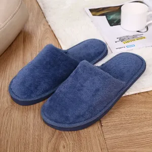 Slippers Men Winter Fleece House Shoes Floor Lovers Home Shoes Warm Soft Flats Solid  Men Shoes Indoor Slip-On Shoes  #YL5