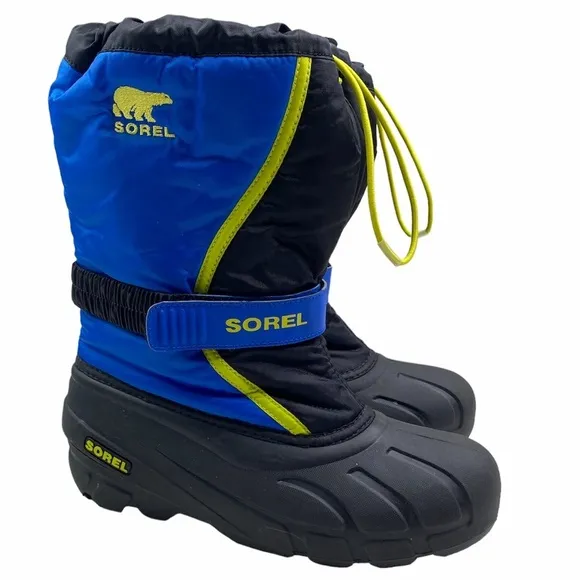 Sorel Big Kid FLURRY BOOT, Black &amp; Super Blue Size 7