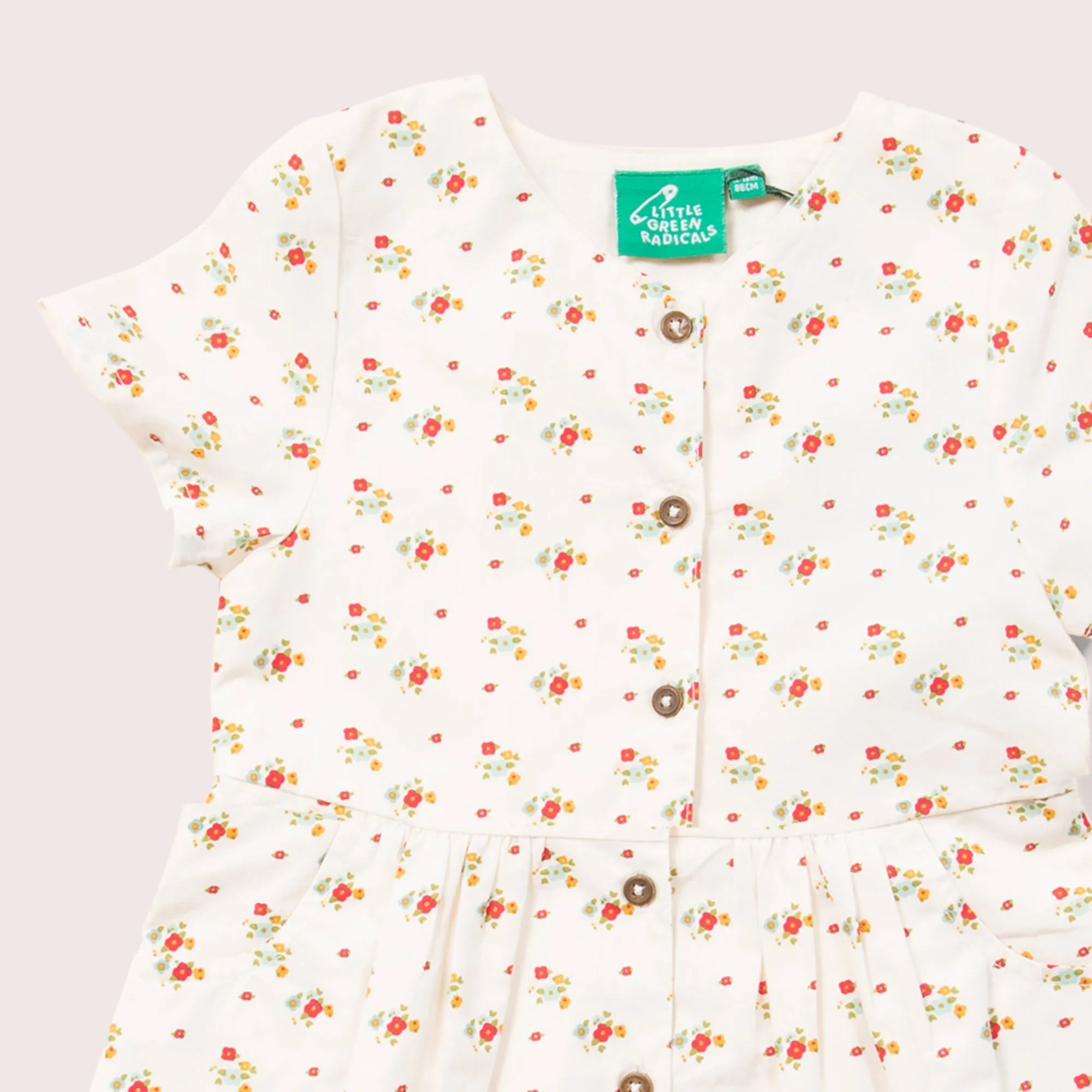 Spring Flowers Button Through Short Sleeve Dress