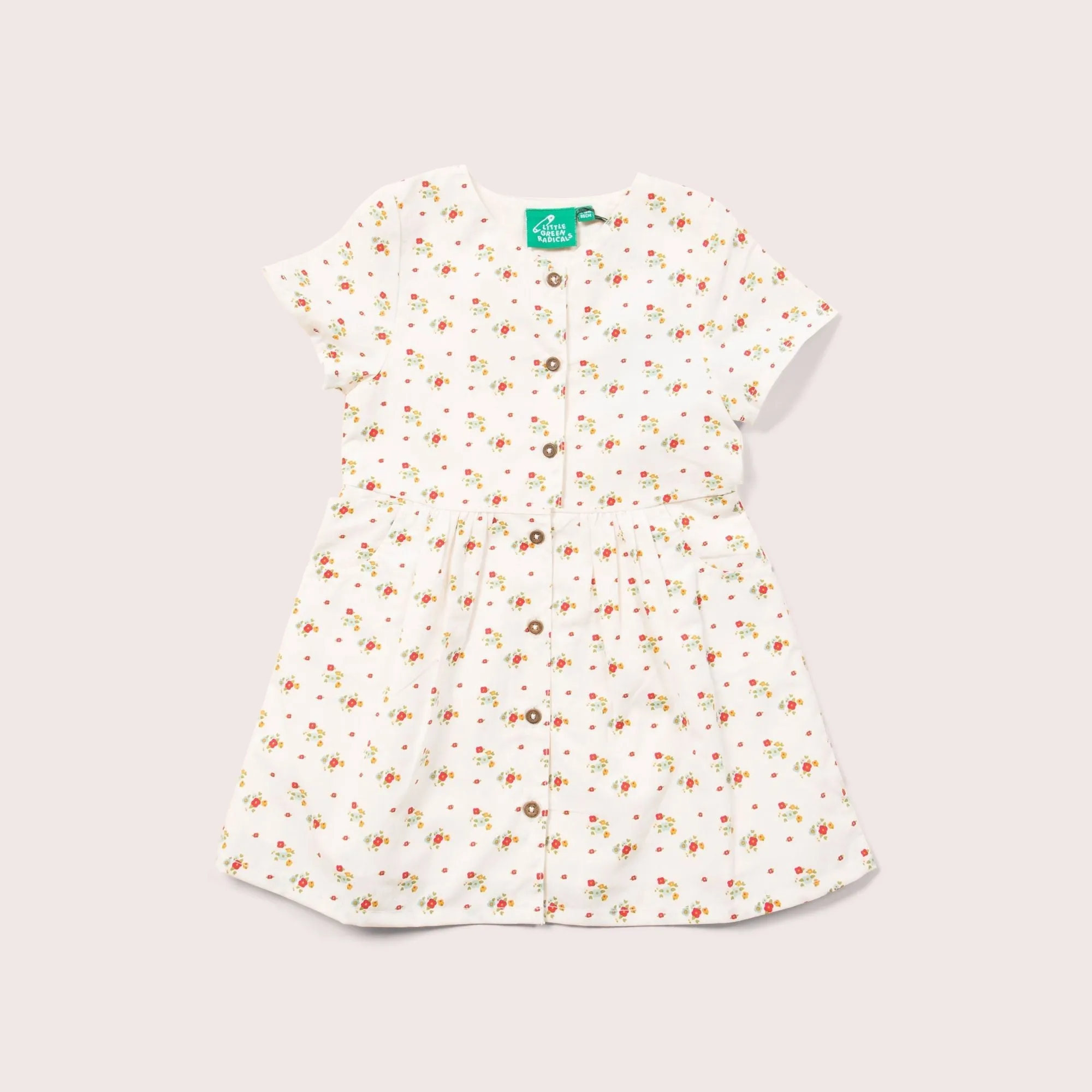 Spring Flowers Button Through Short Sleeve Dress