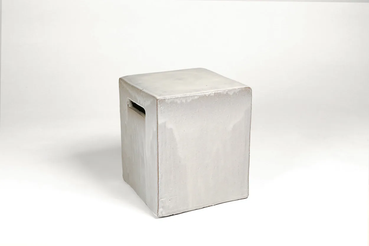 Square Ceramic Garden Stool White