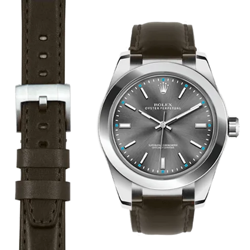 Steel End Link Leather Strap for Rolex Oyster Perpetual 39mm with Tang Buckle