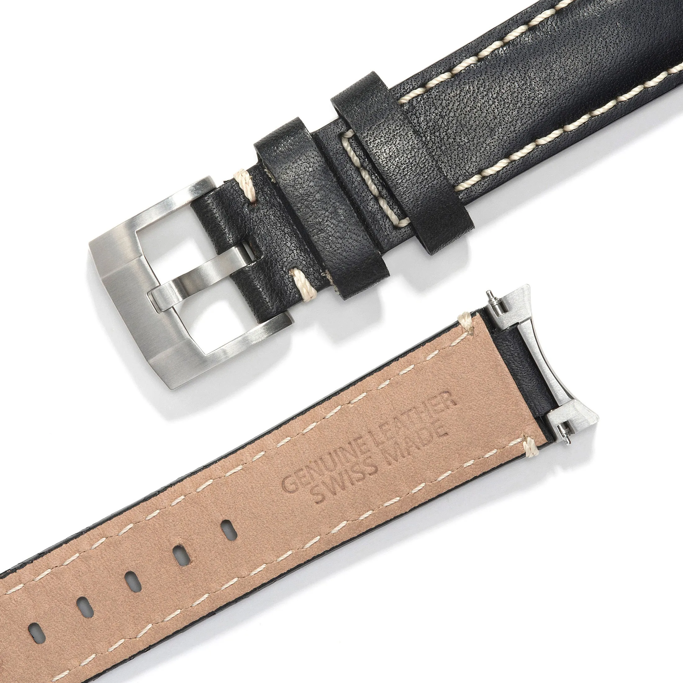 Steel End Link Leather Strap for Rolex Oyster Perpetual 39mm with Tang Buckle