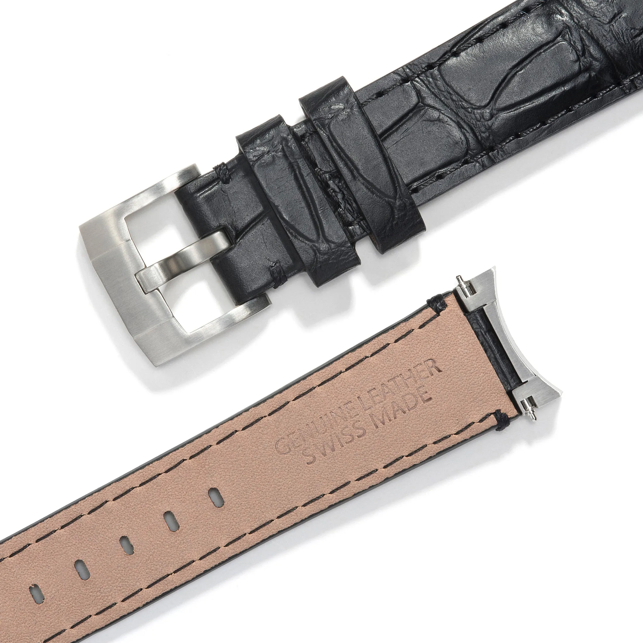 Steel End Link Leather Strap for Rolex Oyster Perpetual 39mm with Tang Buckle