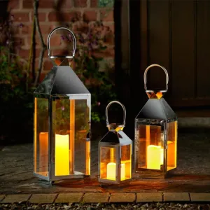 Stockholm Stainless Steel Lanterns - Set of 3