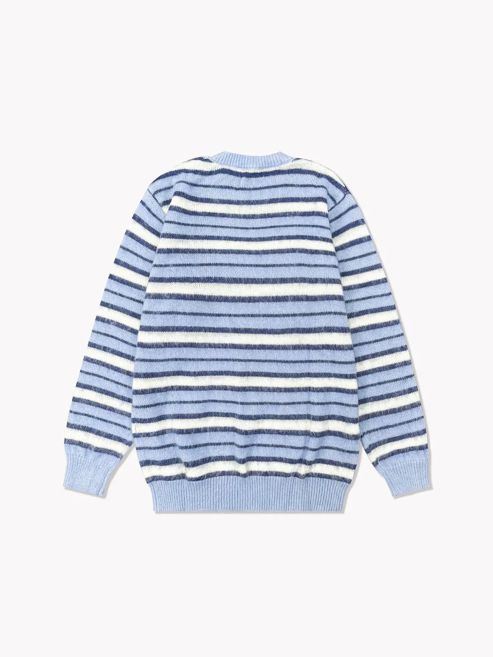 Striped Mohair Knit Sweater-Blue