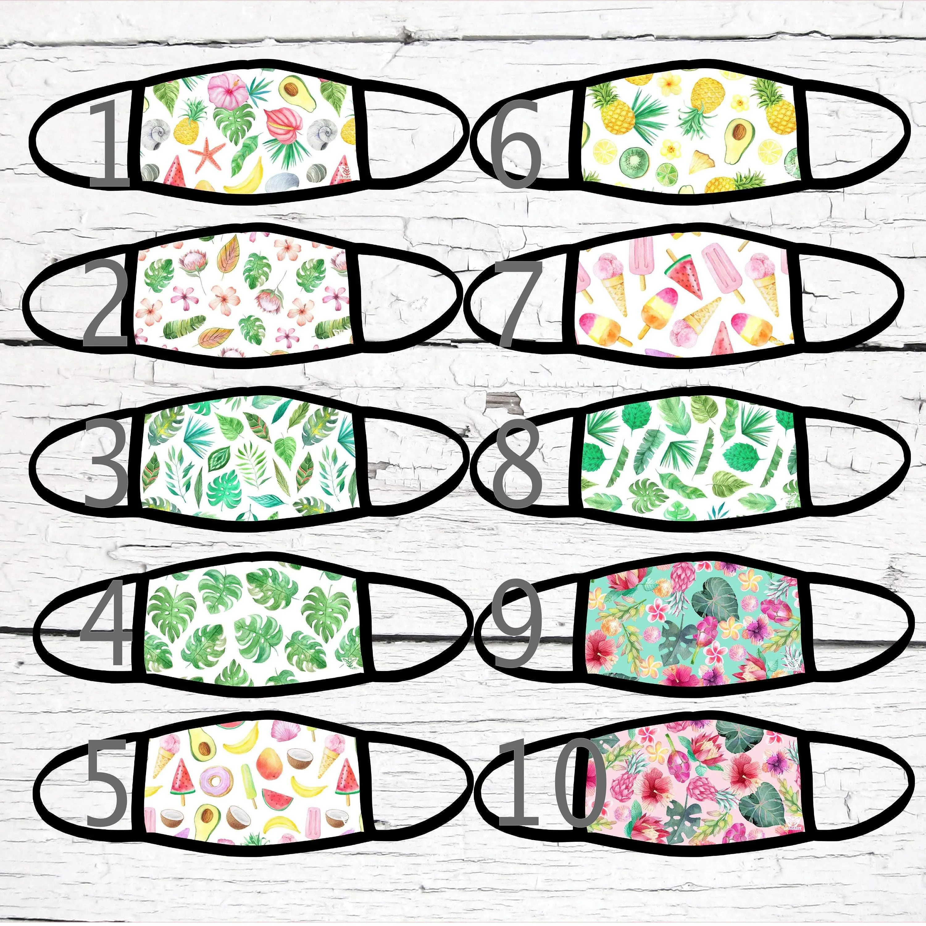 Summer Face Mask /Avocado Face Mask / Watermelon Face Mask /  Washable Face Mask / Reusable Face Mask
