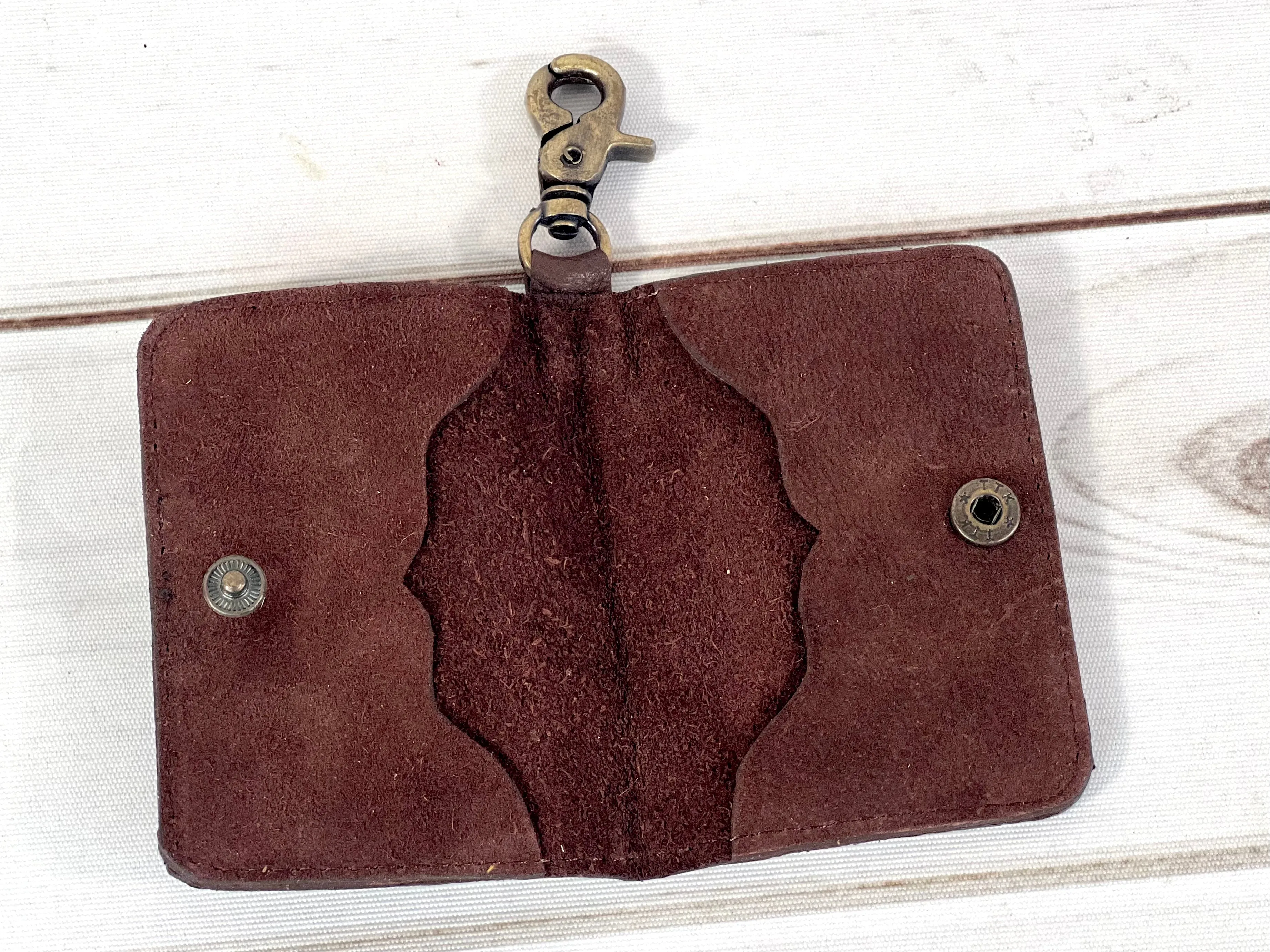 Sunflower Tooled Leather Card Holder Keychain