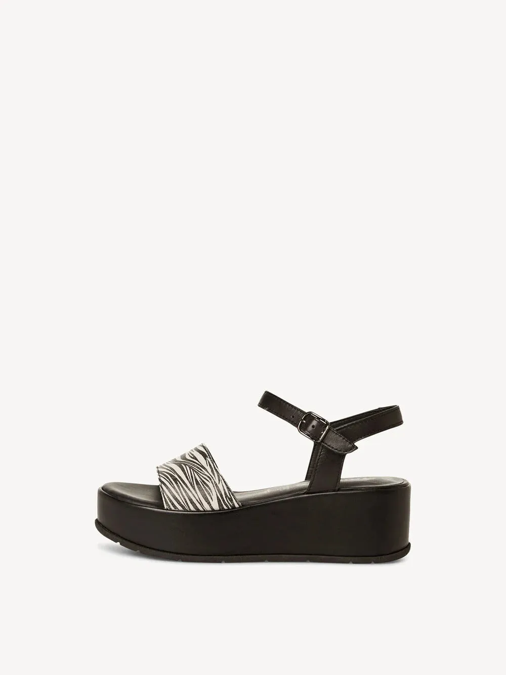 Tamaris - 28020 Black and Zebra Wedge Sandal