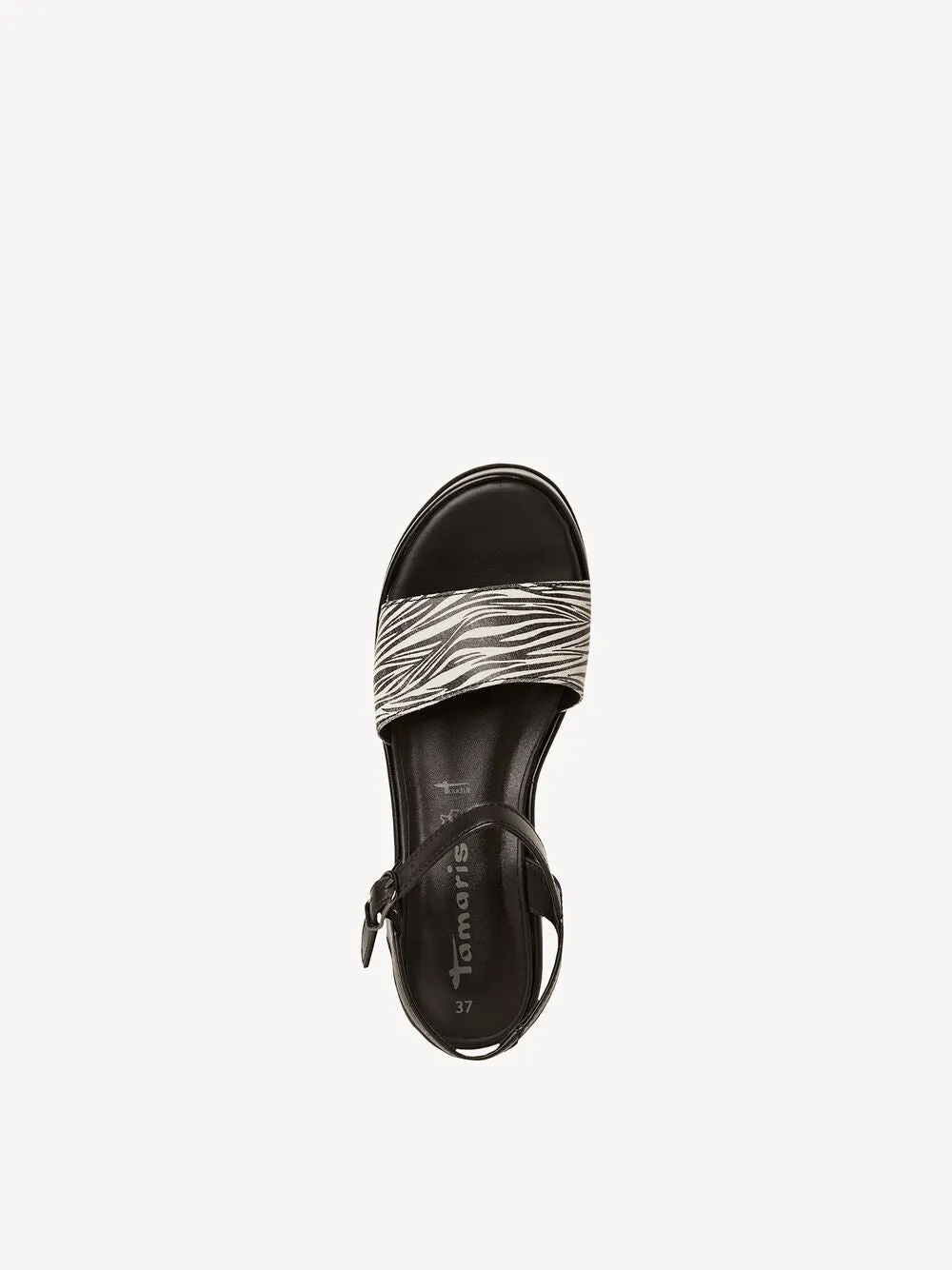 Tamaris - 28020 Black and Zebra Wedge Sandal