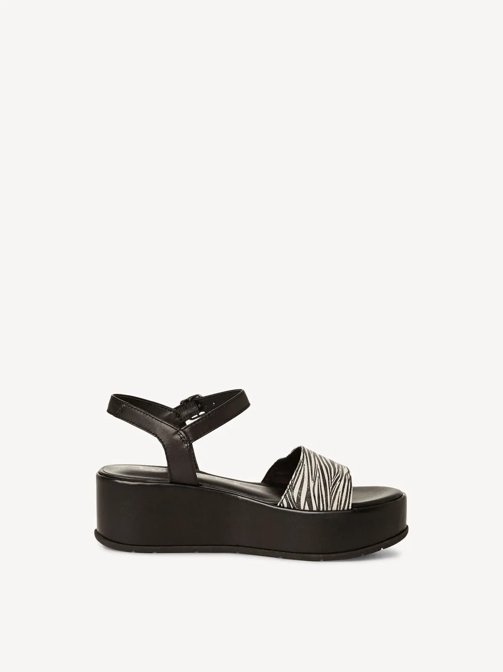 Tamaris - 28020 Black and Zebra Wedge Sandal