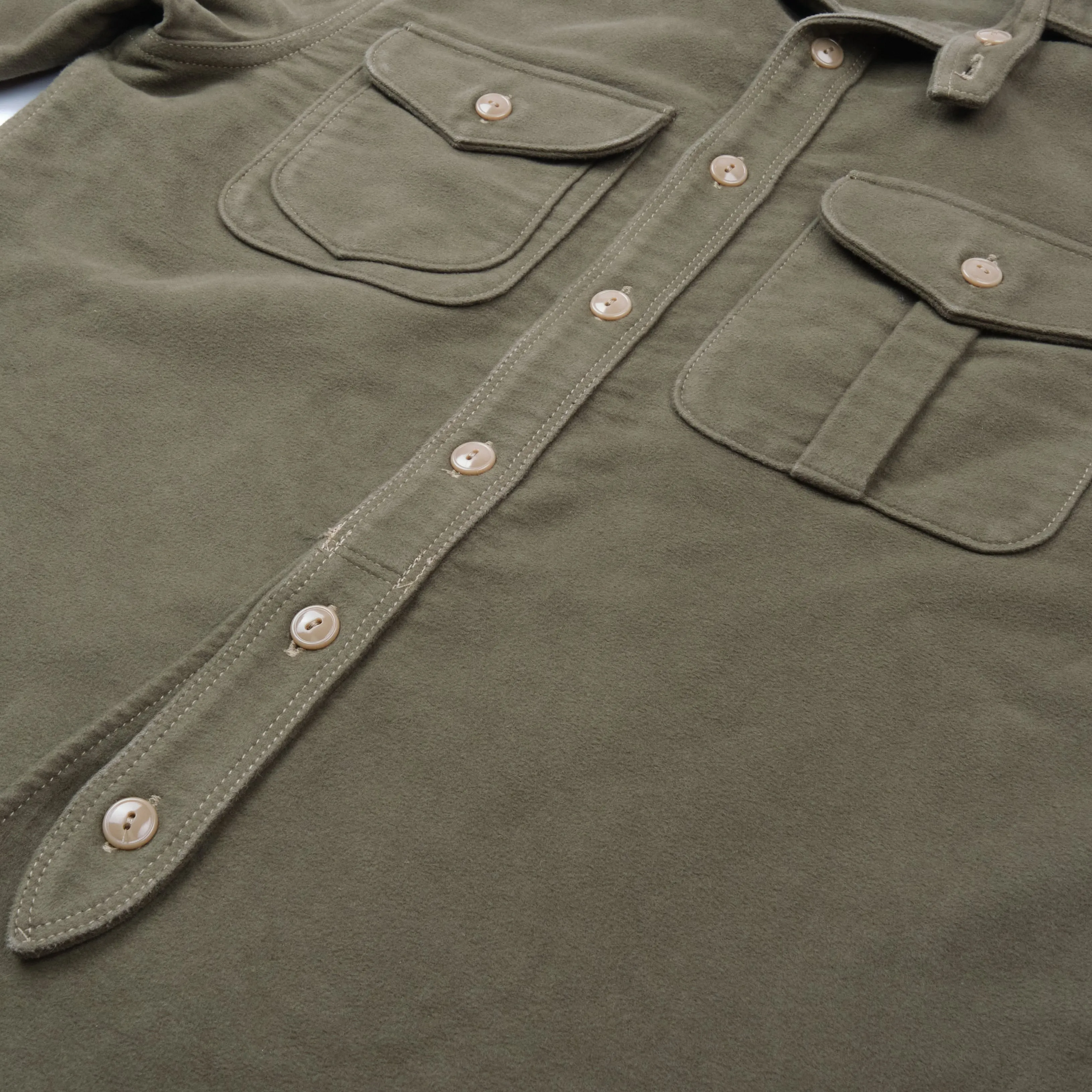 Thomson Camp Shirt, Lovat Green Brisbane Moss Moleskin (10oz)