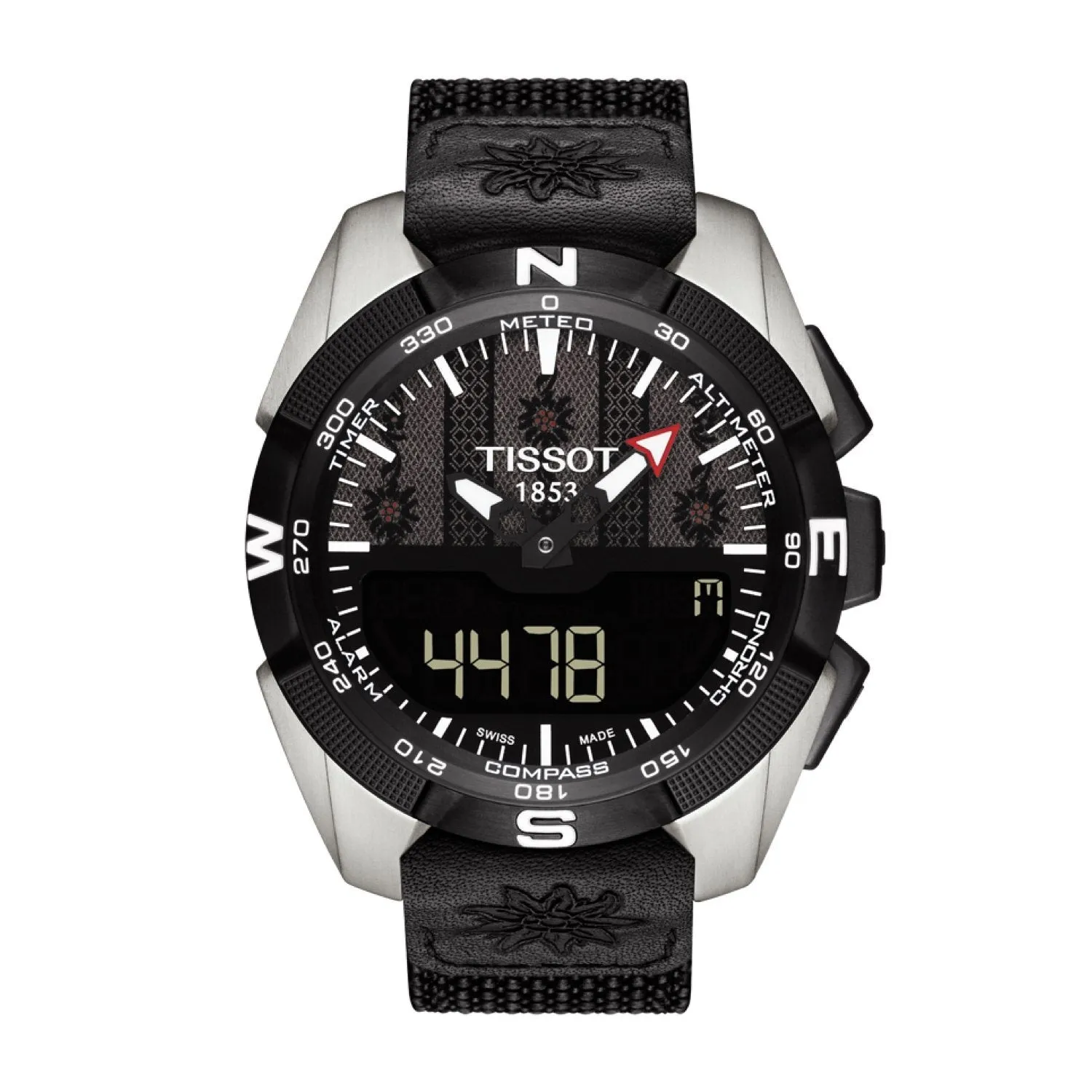 Tissot 22mm T-Touch Solar Black Textile Over Leather Strap